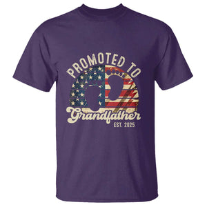 Funny Promoted To Grandfather 2025 T Shirt Newborn Vintage American Flag TS11 Purple Print Your Wear