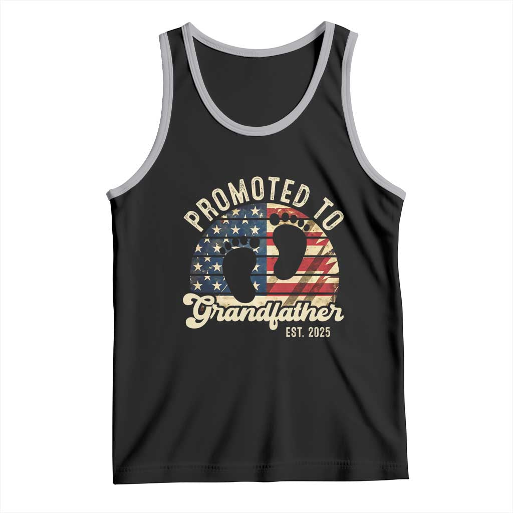 Funny Promoted To Grandfather 2025 Tank Top Newborn Vintage American Flag TS11 Black Athletic Heather Print Your Wear