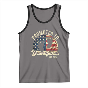 Funny Promoted To Grandfather 2025 Tank Top Newborn Vintage American Flag TS11 Deep Heather Black Print Your Wear