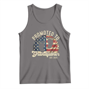 Funny Promoted To Grandfather 2025 Tank Top Newborn Vintage American Flag TS11 Deep Heather Print Your Wear