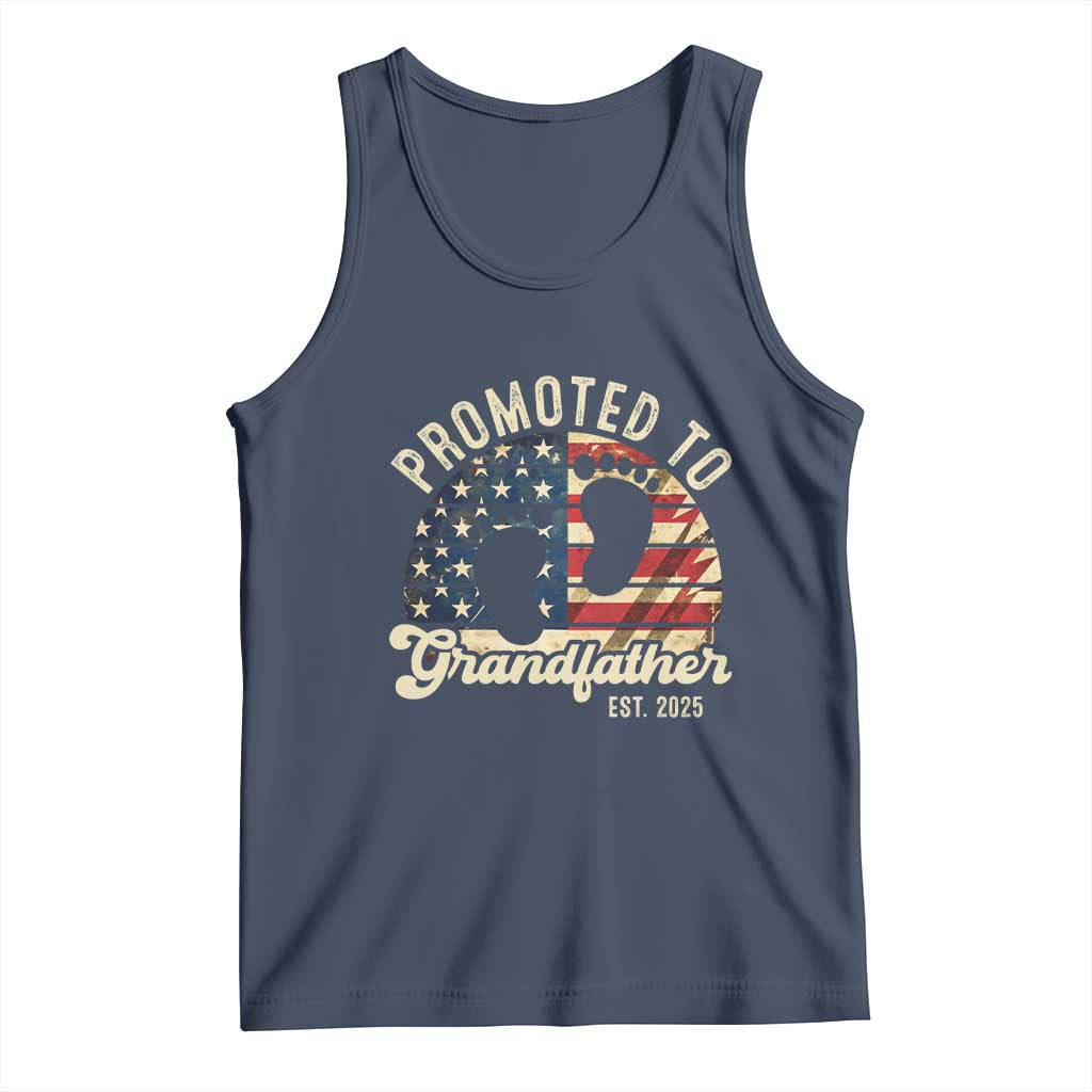 Funny Promoted To Grandfather 2025 Tank Top Newborn Vintage American Flag TS11 Navy Print Your Wear