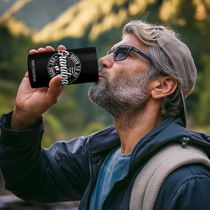 Funny Promoted To Grandpa 2025 4 in 1 Can Cooler Tumbler Newborn Vintage American Flag Baby Footprint TS11 Print Your Wear