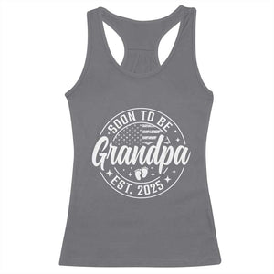 Funny Promoted To Grandpa 2025 Racerback Tank Top Newborn Vintage American Flag Baby Footprint TS11 Charcoal Print Your Wear