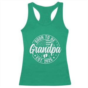 Funny Promoted To Grandpa 2025 Racerback Tank Top Newborn Vintage American Flag Baby Footprint TS11 Irish Green Print Your Wear