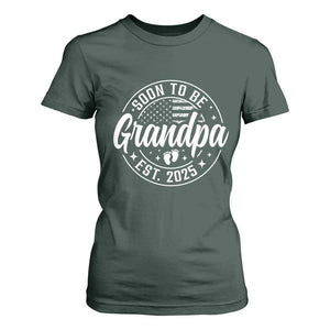 Funny Promoted To Grandpa 2025 T Shirt For Women Newborn Vintage American Flag Baby Footprint TS11 Dark Forest Green Print Your Wear
