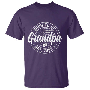 Funny Promoted To Grandpa 2025 T Shirt Newborn Vintage American Flag Baby Footprint TS11 Purple Print Your Wear