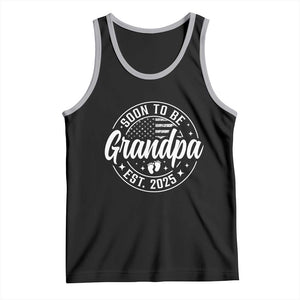 Funny Promoted To Grandpa 2025 Tank Top Newborn Vintage American Flag Baby Footprint TS11 Black Athletic Heather Print Your Wear