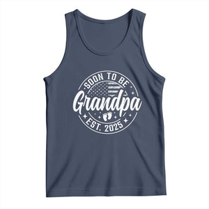Funny Promoted To Grandpa 2025 Tank Top Newborn Vintage American Flag Baby Footprint TS11 Navy Print Your Wear