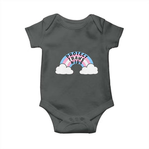 Funny Protect Trans Kids Baby Onesie LGBT Pride Rainbow TS11 Dark Heather Print Your Wear