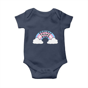 Funny Protect Trans Kids Baby Onesie LGBT Pride Rainbow TS11 Navy Print Your Wear