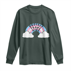 Funny Protect Trans Kids Long Sleeve Shirt LGBT Pride Rainbow TS11 Dark Forest Green Print Your Wear