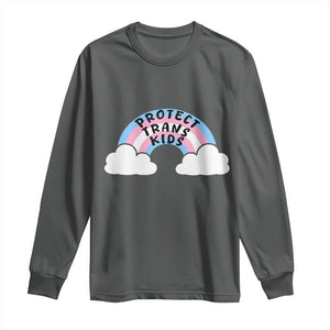 Funny Protect Trans Kids Long Sleeve Shirt LGBT Pride Rainbow TS11 Dark Heather Print Your Wear