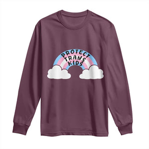 Funny Protect Trans Kids Long Sleeve Shirt LGBT Pride Rainbow TS11 Maroon Print Your Wear