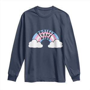 Funny Protect Trans Kids Long Sleeve Shirt LGBT Pride Rainbow TS11 Navy Print Your Wear