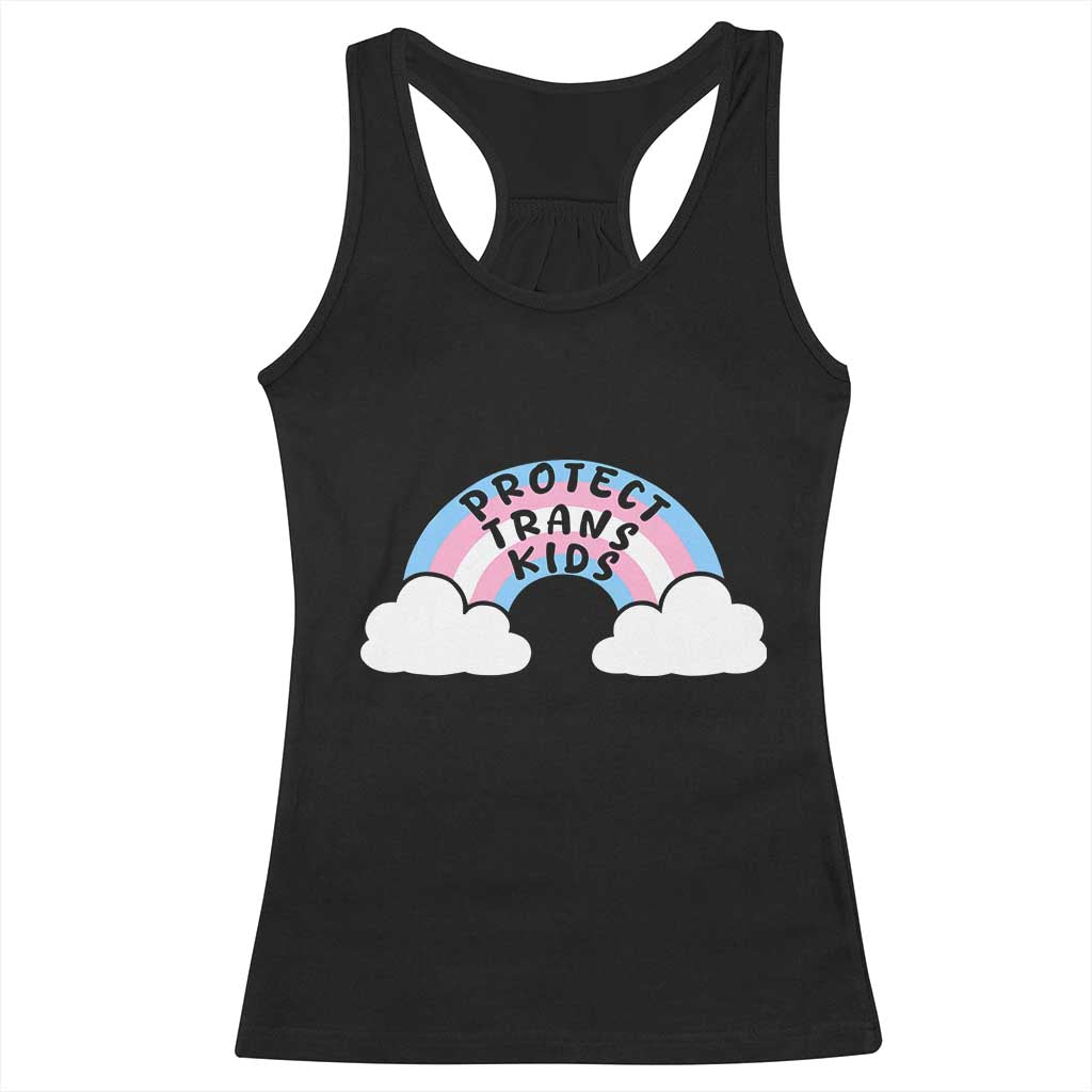 Funny Protect Trans Kids Racerback Tank Top LGBT Pride Rainbow TS11 Black Print Your Wear