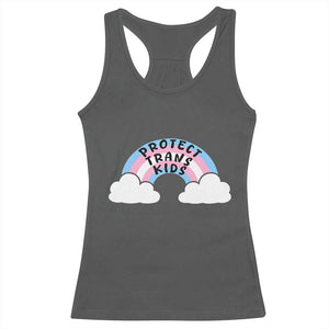 Funny Protect Trans Kids Racerback Tank Top LGBT Pride Rainbow TS11 Dark Heather Print Your Wear