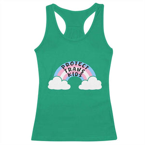 Funny Protect Trans Kids Racerback Tank Top LGBT Pride Rainbow TS11 Irish Green Print Your Wear