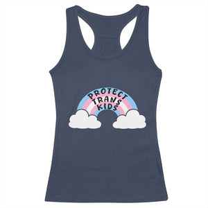 Funny Protect Trans Kids Racerback Tank Top LGBT Pride Rainbow TS11 Navy Print Your Wear