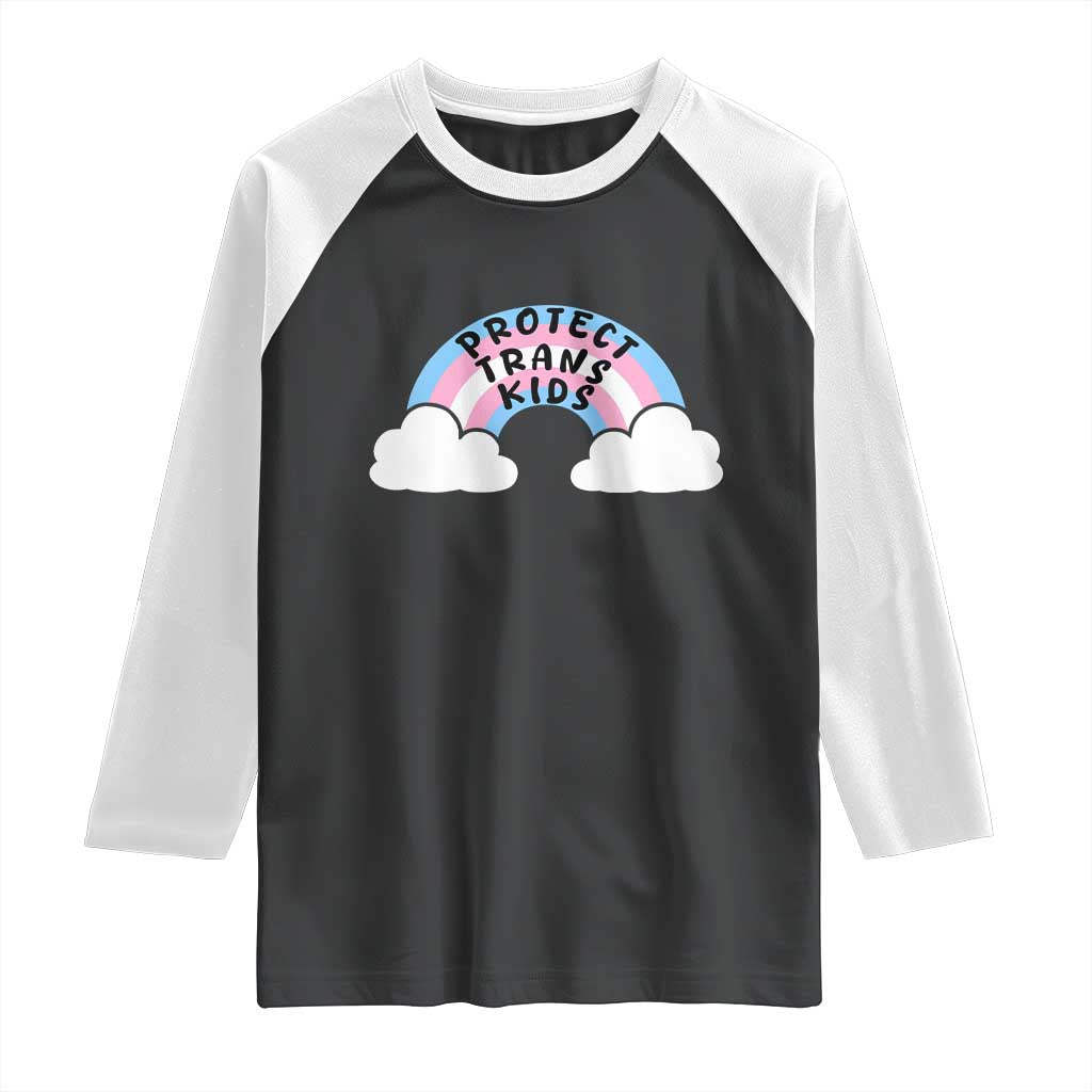 Funny Protect Trans Kids Raglan Shirt LGBT Pride Rainbow TS11 Black White Print Your Wear