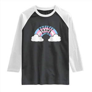 Funny Protect Trans Kids Raglan Shirt LGBT Pride Rainbow TS11 Black White Print Your Wear