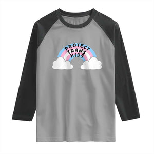 Funny Protect Trans Kids Raglan Shirt LGBT Pride Rainbow TS11 Sport Gray Black Print Your Wear