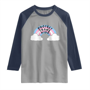 Funny Protect Trans Kids Raglan Shirt LGBT Pride Rainbow TS11 Sport Gray Navy Print Your Wear
