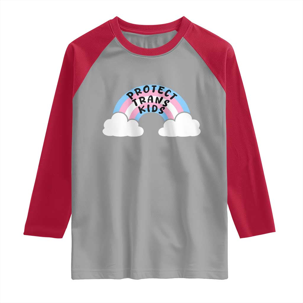 Funny Protect Trans Kids Raglan Shirt LGBT Pride Rainbow TS11 Sport Gray Red Print Your Wear