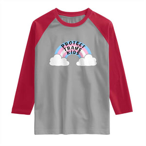 Funny Protect Trans Kids Raglan Shirt LGBT Pride Rainbow TS11 Sport Gray Red Print Your Wear