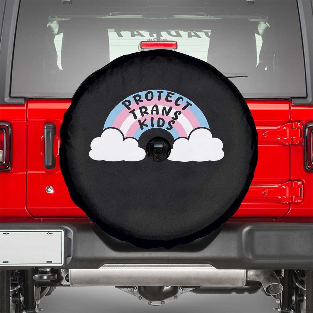 Funny Protect Trans Kids Spare Tire Cover LGBT Pride Rainbow TS11 Black Print Your Wear