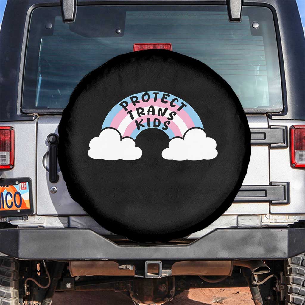 Funny Protect Trans Kids Spare Tire Cover LGBT Pride Rainbow TS11 No hole Black Print Your Wear
