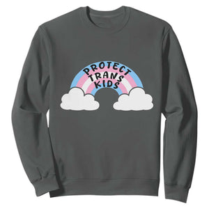 Funny Protect Trans Kids Sweatshirt LGBT Pride Rainbow TS11 Dark Heather Print Your Wear