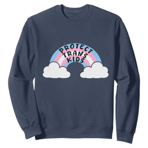 Funny Protect Trans Kids Sweatshirt LGBT Pride Rainbow TS11 Navy Print Your Wear
