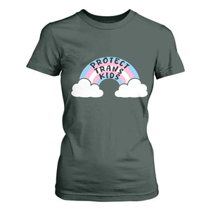 Funny Protect Trans Kids T Shirt For Women LGBT Pride Rainbow TS11 Dark Forest Green Print Your Wear