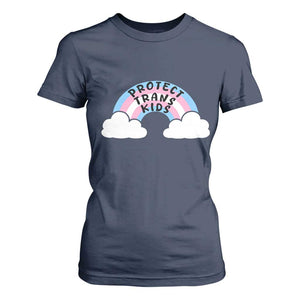 Funny Protect Trans Kids T Shirt For Women LGBT Pride Rainbow TS11 Navy Print Your Wear