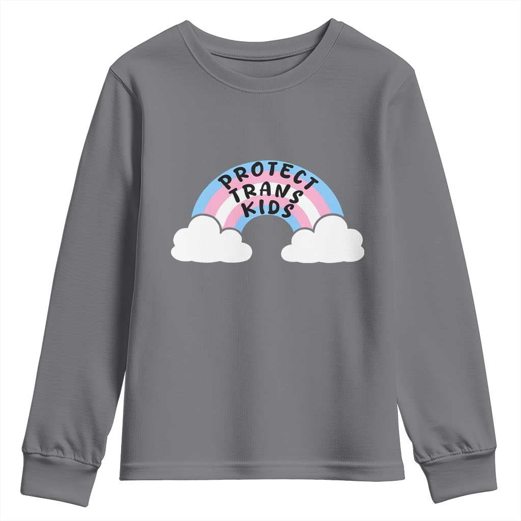 Funny Protect Trans Kids Youth Sweatshirt LGBT Pride Rainbow TS11 Charcoal Print Your Wear