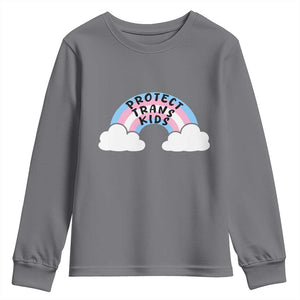 Funny Protect Trans Kids Youth Sweatshirt LGBT Pride Rainbow TS11 Charcoal Print Your Wear