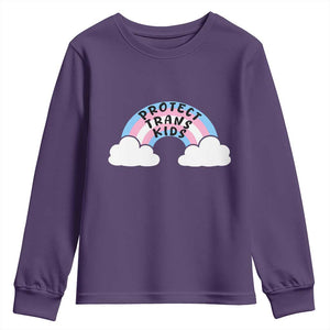 Funny Protect Trans Kids Youth Sweatshirt LGBT Pride Rainbow TS11 Purple Print Your Wear