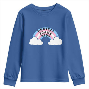 Funny Protect Trans Kids Youth Sweatshirt LGBT Pride Rainbow TS11 Royal Blue Print Your Wear