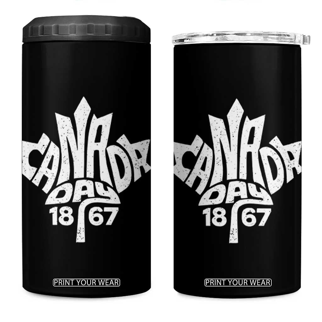 Funny Proud Canadian Canada Day 1867 4 in 1 Can Cooler Tumbler Vintage Maple Leaf TS11 One Size: 16 oz Black Print Your Wear