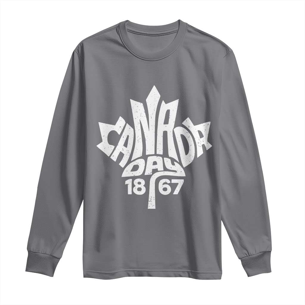 Funny Proud Canadian Canada Day 1867 Long Sleeve Shirt Vintage Maple Leaf TS11 Charcoal Print Your Wear