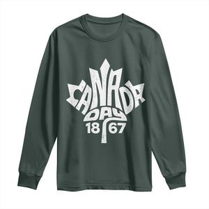 Funny Proud Canadian Canada Day 1867 Long Sleeve Shirt Vintage Maple Leaf TS11 Dark Forest Green Print Your Wear