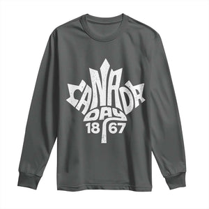 Funny Proud Canadian Canada Day 1867 Long Sleeve Shirt Vintage Maple Leaf TS11 Dark Heather Print Your Wear