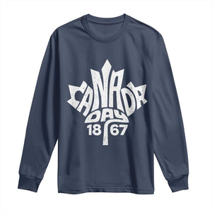 Funny Proud Canadian Canada Day 1867 Long Sleeve Shirt Vintage Maple Leaf TS11 Navy Print Your Wear