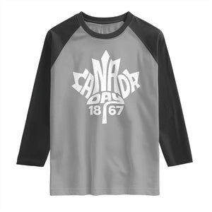 Funny Proud Canadian Canada Day 1867 Raglan Shirt Vintage Maple Leaf TS11 Sport Gray Black Print Your Wear