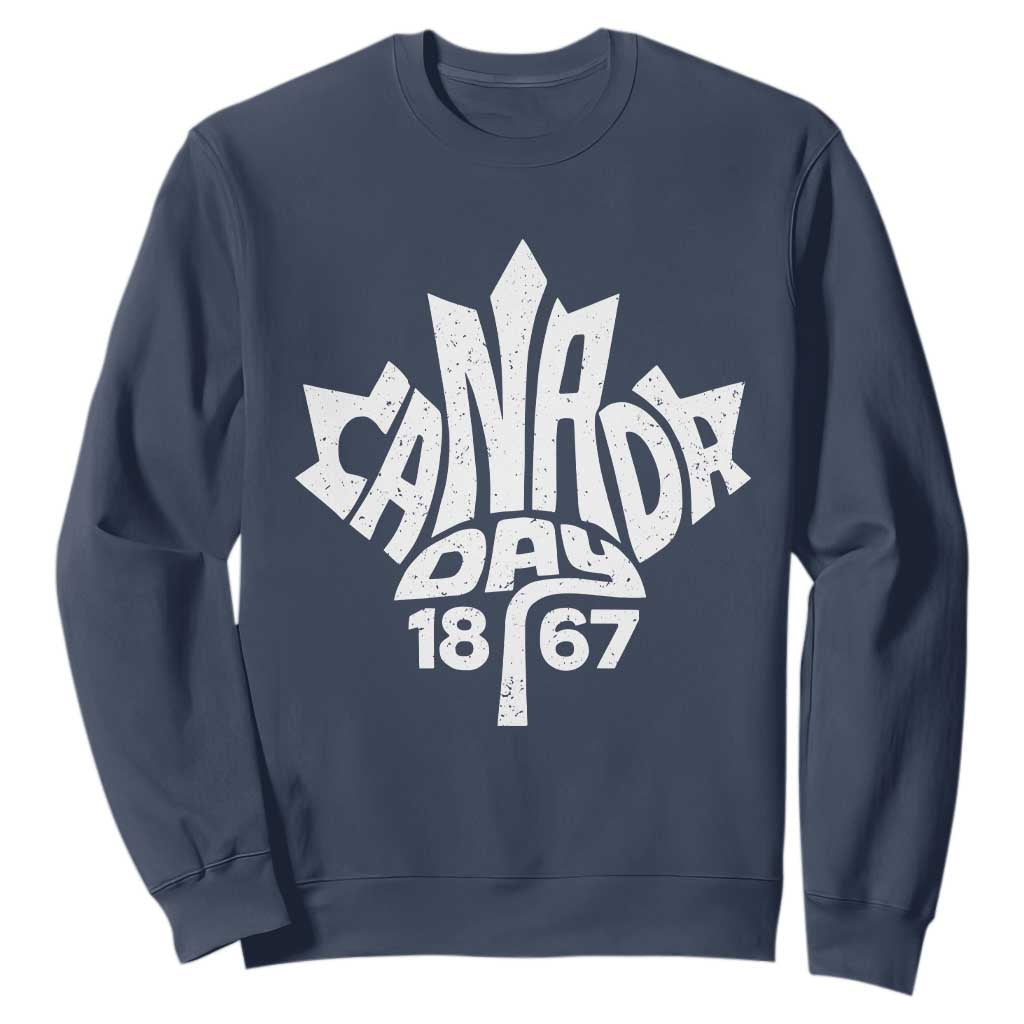 Funny Proud Canadian Canada Day 1867 Sweatshirt Vintage Maple Leaf TS11 Navy Print Your Wear