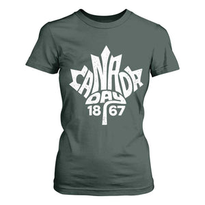 Funny Proud Canadian Canada Day 1867 T Shirt For Women Vintage Maple Leaf TS11 Dark Forest Green Print Your Wear