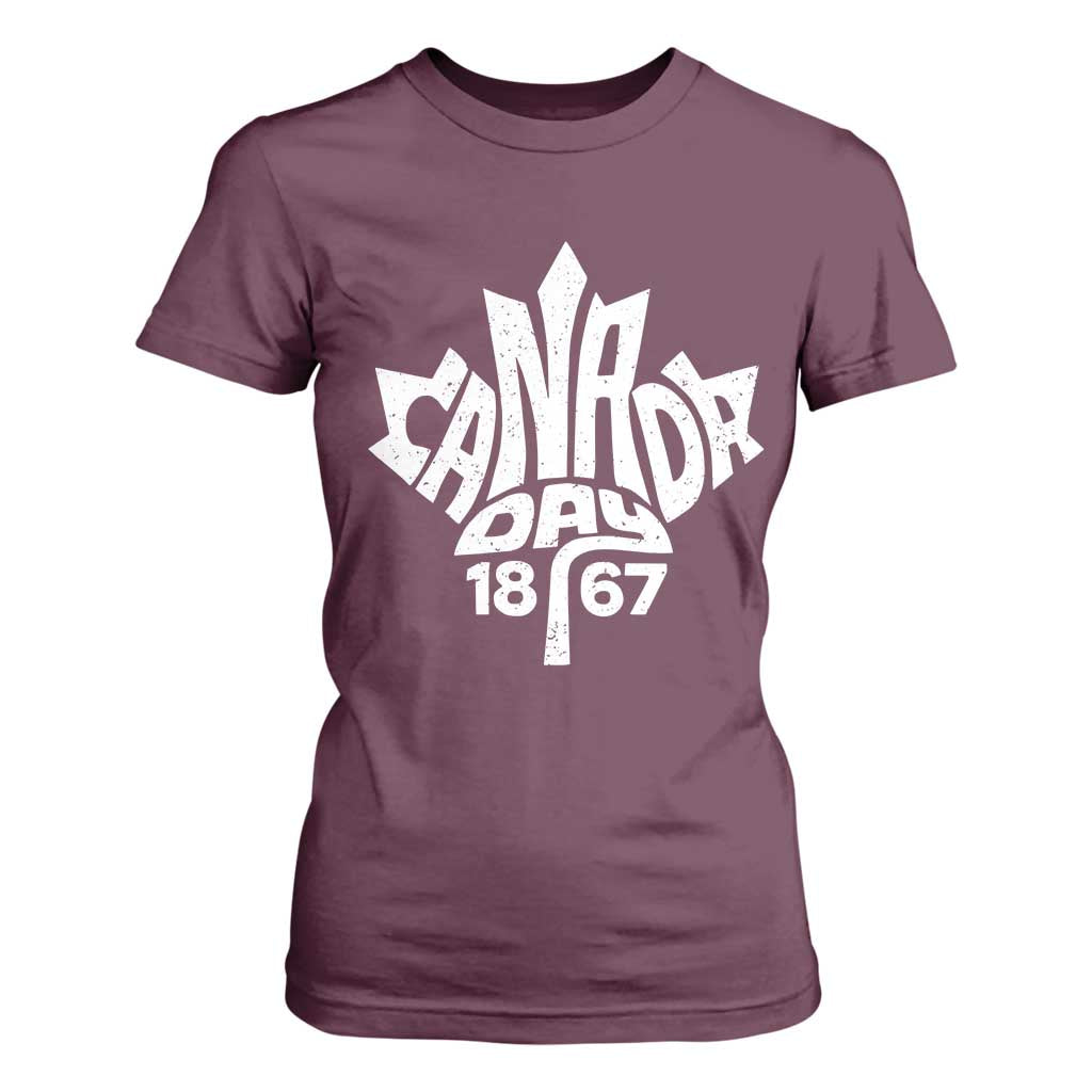Funny Proud Canadian Canada Day 1867 T Shirt For Women Vintage Maple Leaf TS11 Maroon Print Your Wear