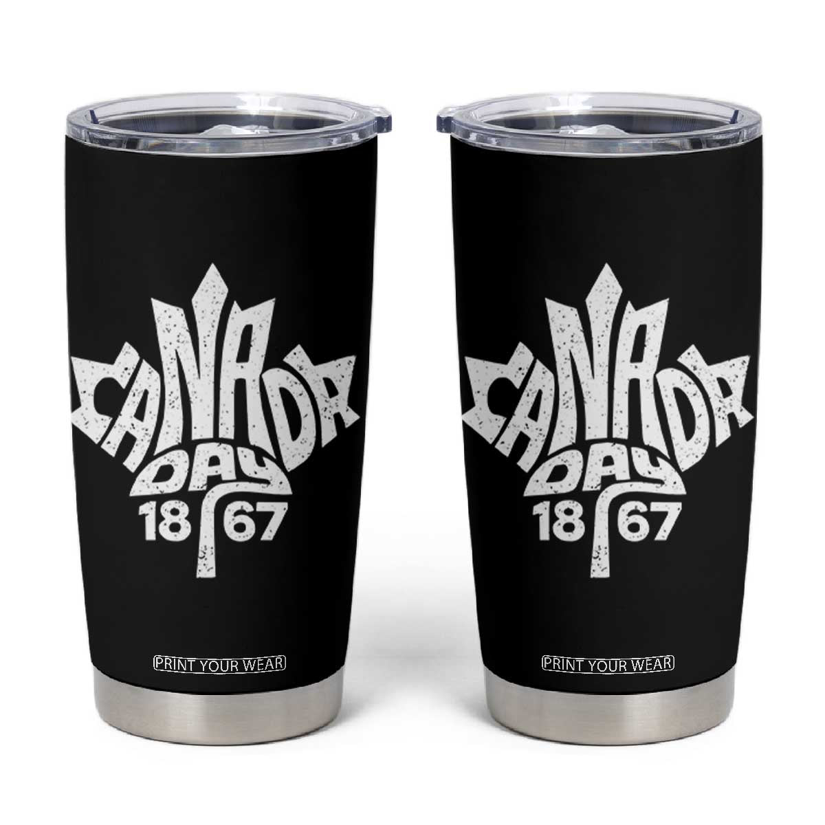 Funny Proud Canadian Canada Day 1867 Tumbler Cup Vintage Maple Leaf TS11 Black Print Your Wear