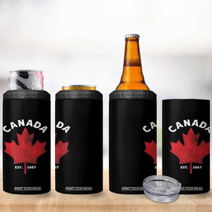 Funny Proud Canadian Canada EST 1867 4 in 1 Can Cooler Tumbler Vintage Maple Leaf TS11 Print Your Wear