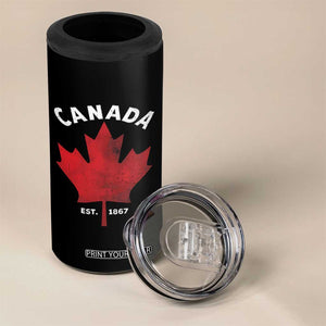 Funny Proud Canadian Canada EST 1867 4 in 1 Can Cooler Tumbler Vintage Maple Leaf TS11 Print Your Wear